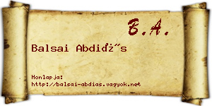 Balsai Abdiás névjegykártya